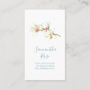 Cartão De Visita White Magnoly Flower Professional Personalizado