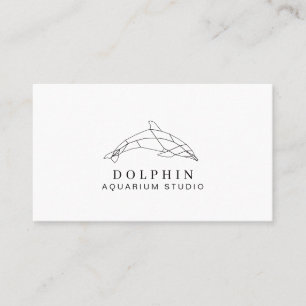 Cartão De Visita White Modern Low Polf Dolphin Ocean Professional