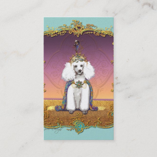 Cartão De Visita White Poodle em Figurino (Frente)