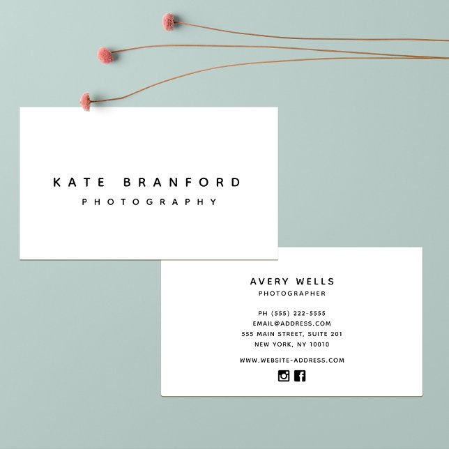 Cartão De Visita White Professional minimalista moderno (Criador carregado)