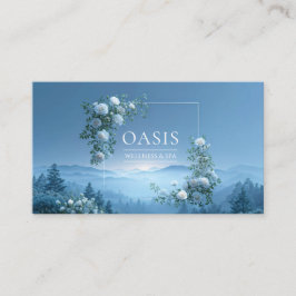 Cartão De Visita White Rose Floral and Misty Blue Mountain Valley