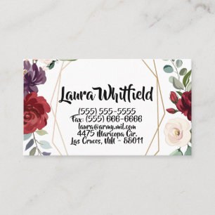 Cartão de visita White Roses Dourado Geométrico Fl