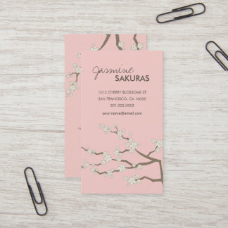 Cartão De Visita White Sakura Oriental Cherry Blossoms Elegante Chi
