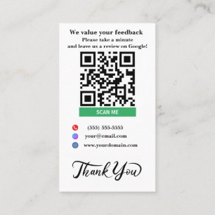 Cartão De Visita White Small Business Google Review Modelo