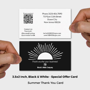 Cartão De Visita White Summer Sun Season Obrigado