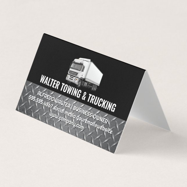 Cartão De Visita White Trucking Logo | Steel Trim | Logistics  (Frente)