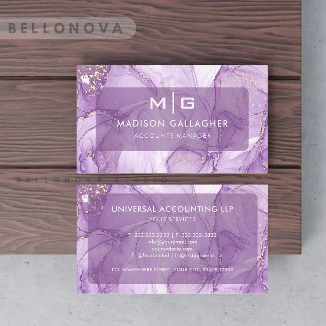 Cartão De Visita White Violet Purple Agate Professional Personaliza (Custom White Violet Purple Agate Professional Business Card)