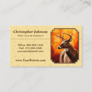Cartão De Visita Whitetail Deer Autumn Dourado