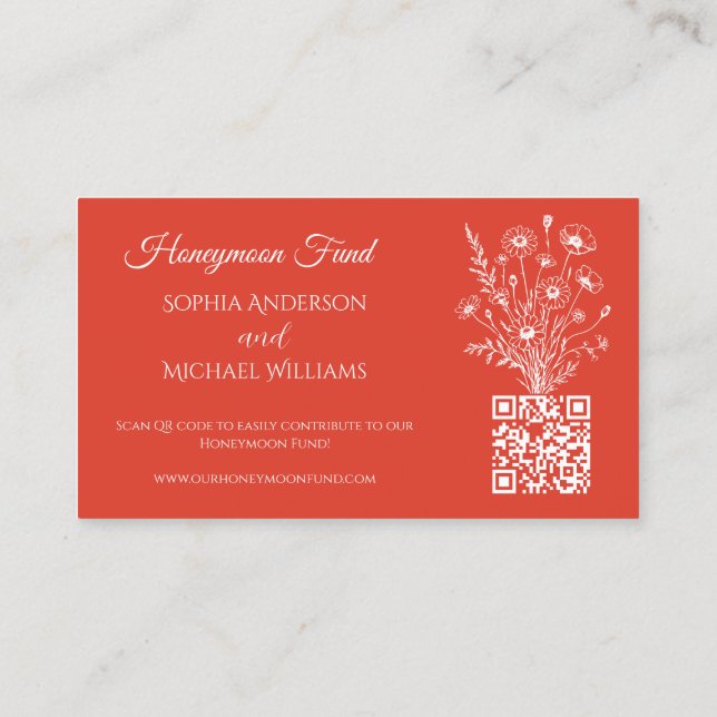 Cartão De Visita Wildflower Elegance-Registry e Honeymoon- (Verso)