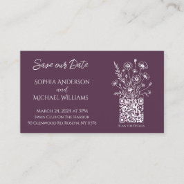 Cartão De Visita Wildflower Elegance Wedding-Save Date-