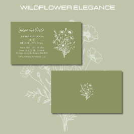Cartão De Visita Wildflower Elegance Wedding-Save Date-