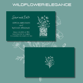 Cartão De Visita Wildflower Elegance-Weding Save The Date- Green-