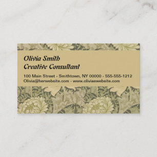 Cartão De Visita William Morris Chrysantemum Soft Floral Design
