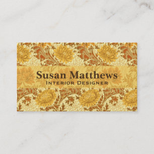 Cartão De Visita William Morris Chrysanthemums, Mostarda Dourada