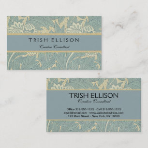 Cartão De Visita William Morris Clássico Tulipa Azul Floral