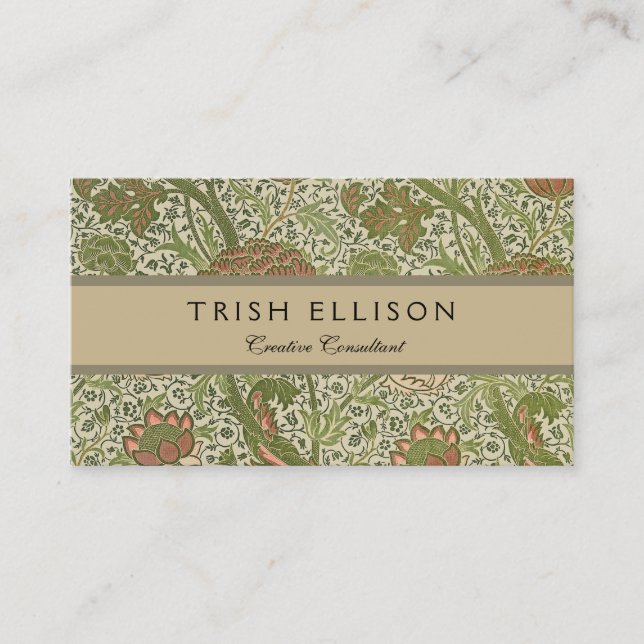 Cartão De Visita William Morris Cray Sage Flower Floral Botânica (Frente)