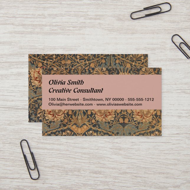 Cartão De Visita William Morris Honeysuckle Rich Wallpaper (Frente/Verso In Situ)