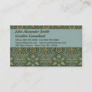Cartão De Visita William Morris Ispahan Verde Teal Floral Arte