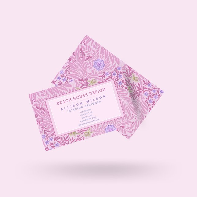 Cartão De Visita William Morris - Larkspur - Floral Roxo Elegante (Criador carregado)