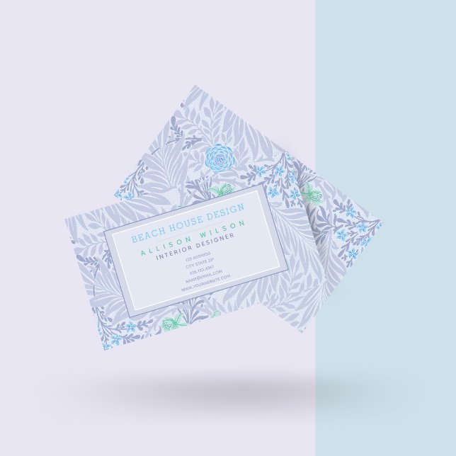 Cartão De Visita William Morris - Larkspur - Floral Roxo Elegante (Criador carregado)