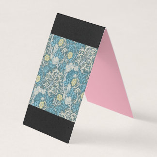 Cartão De Visita William Morris, padrão art nouveau, algas, azul,f