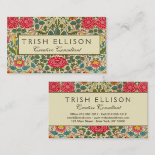 Cartão De Visita William Morris Rosa Floral Chintz Rosa