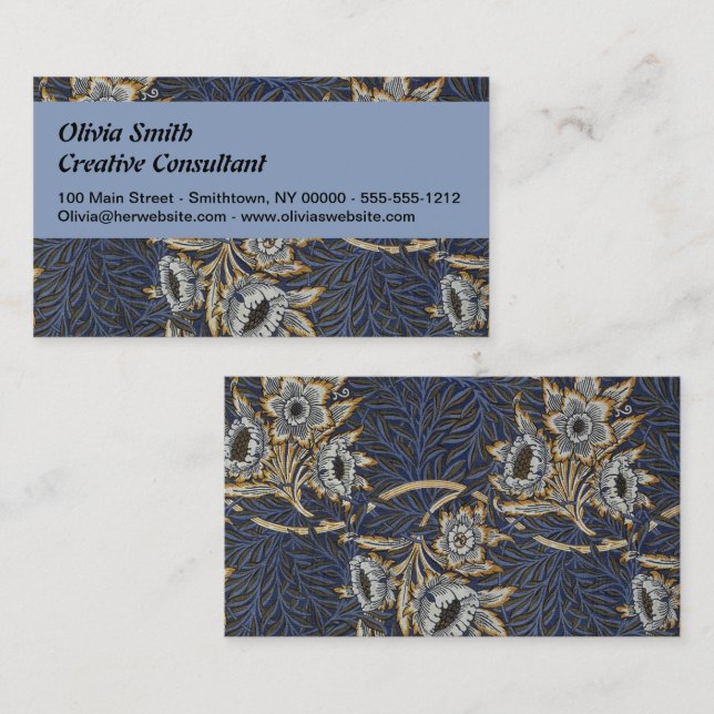 Cartão De Visita William Morris Tulip Willow Blue Patterno (Frente/Verso)