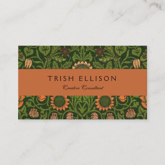 Cartão De Visita William Morris Violet e Columbine Art Rug (Frente)