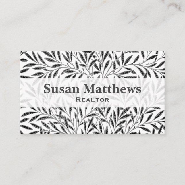 Cartão De Visita William Morris Willow Pattern, Cinzas / Cinzas e B (Frente)
