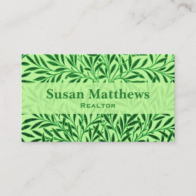 Cartão De Visita William Morris Willow Pattern, Light Jade Green (Frente)