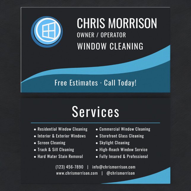 Cartão De Visita Window Cleaning Service  (Criador carregado)