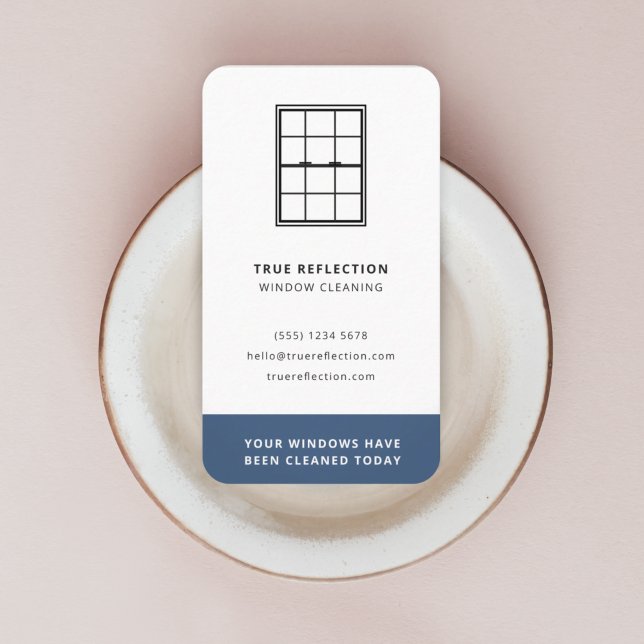 Cartão De Visita Windows Cleaner de Janelas Limpo Hoje Azul Visitan (Criador carregado)