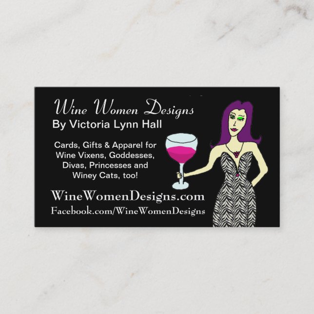 Cartão De Visita WineWomenDesigns.com que caracteriza o Vixen do (Frente)