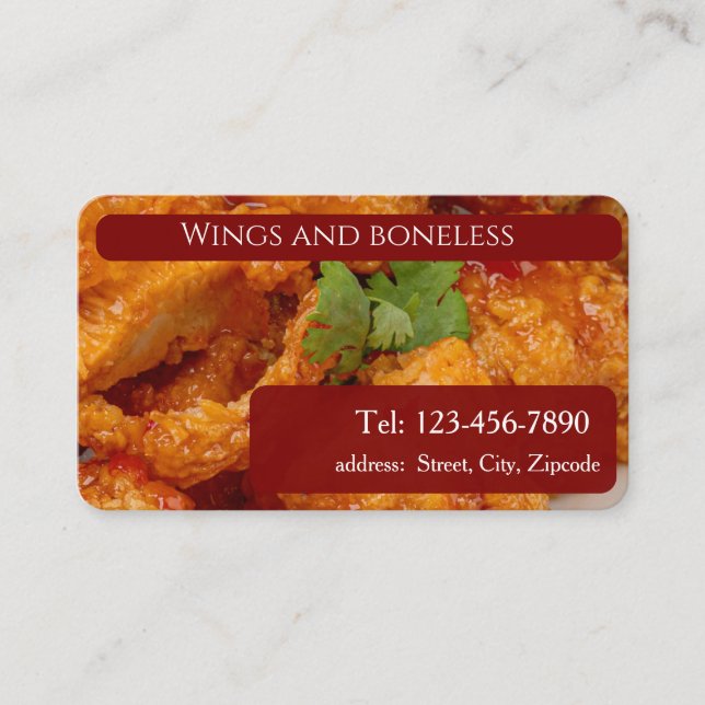 Cartão De Visita  Wing and boneless , editable  (Frente)
