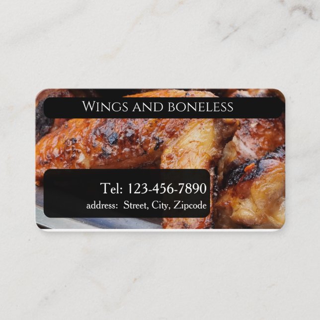 Cartão De Visita  Wing and boneless , editable  (Frente)