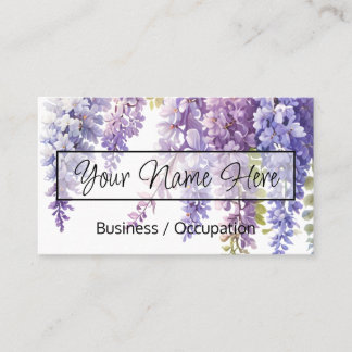 Cartão De Visita Wisteria de cor-de-água floral púrpura Elegante