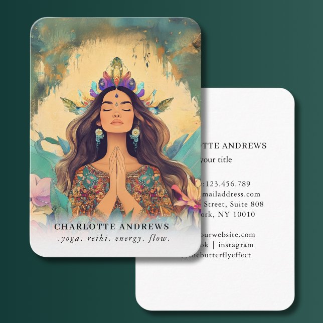 Cartão De Visita Woman Illustration Energy Heiler Reiki Spirituell (Woman Illustration Energy Heiler Reiki Spirituell Business Card)