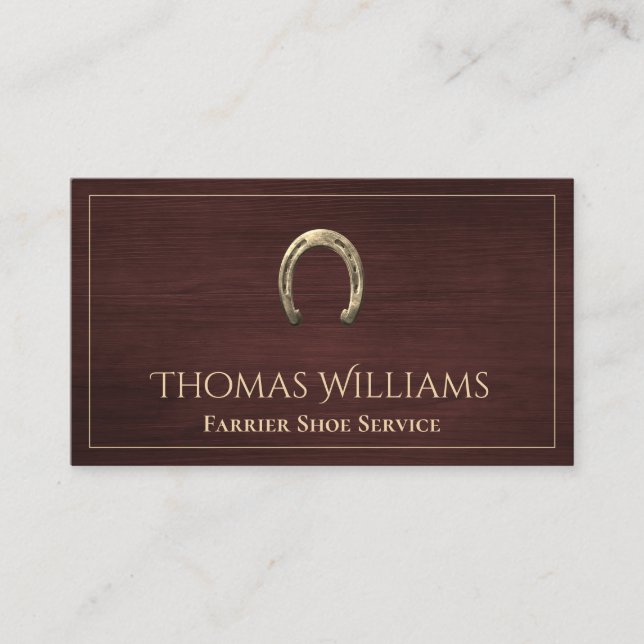 Cartão De Visita Wood Horsferes Equestrian Horse Farrier Service (Frente)