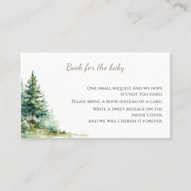 Cartão De Visita Woodland Baby Shower • Books for Baby Card (Frente)