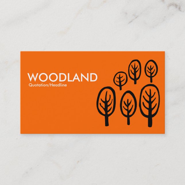 Cartão De Visita Woodland - Branco e Preto em Laranja (Frente)