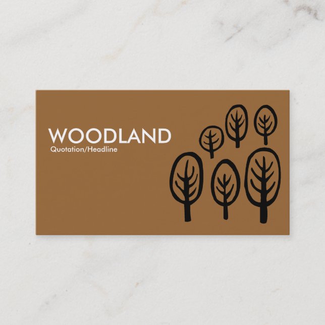 Cartão De Visita Woodland - Branco e Preto no Marrom (Frente)