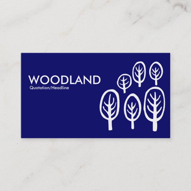 Cartão De Visita Woodland - Branco sobre Azul Escuro (Frente)