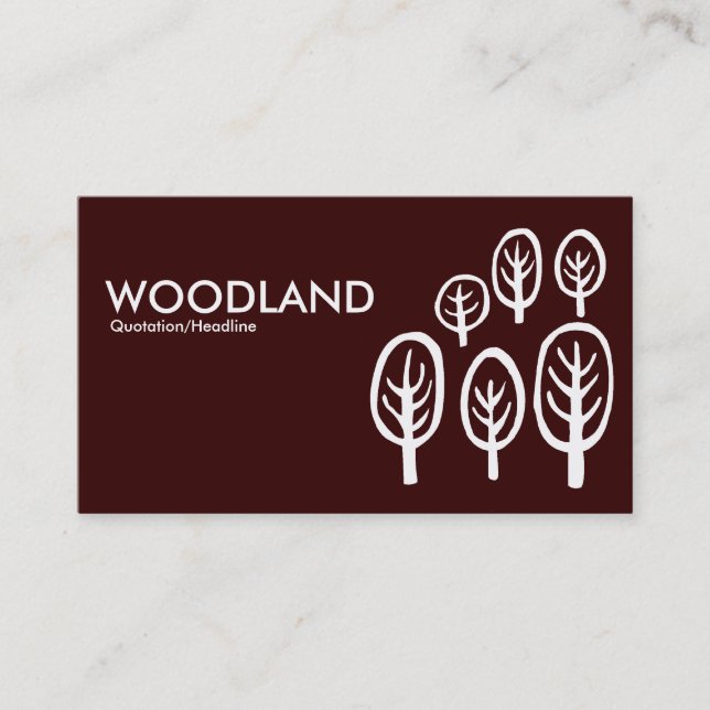Cartão De Visita Woodland - Branco sobre Brown Escuro (Frente)