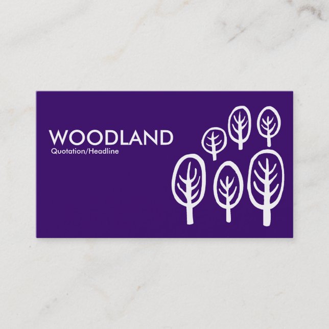 Cartão De Visita Woodland - Branco sobre Roxo Escuro (Frente)