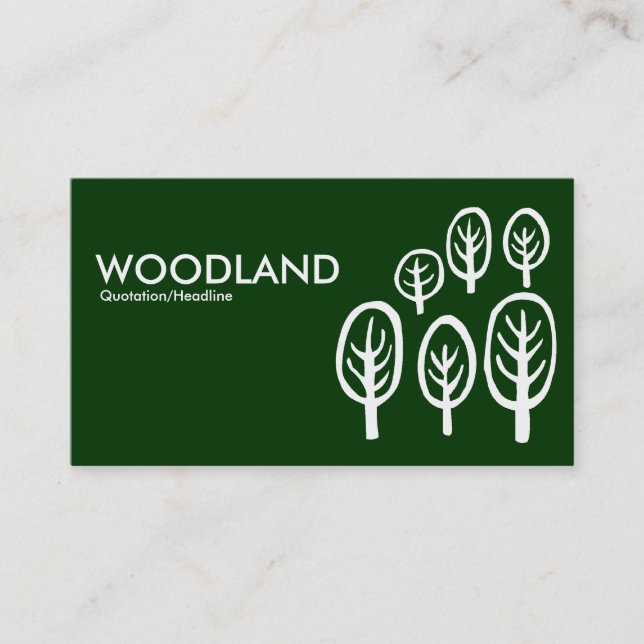 Cartão De Visita Woodland - Branco sobre Verde Escuro (Frente)