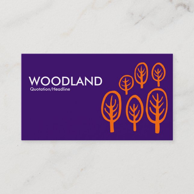 Cartão De Visita Woodland - Laranja no Roxo Escuro (Frente)