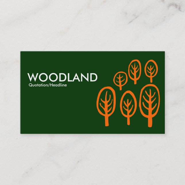 Cartão De Visita Woodland - Laranja no Verde Escuro (Frente)