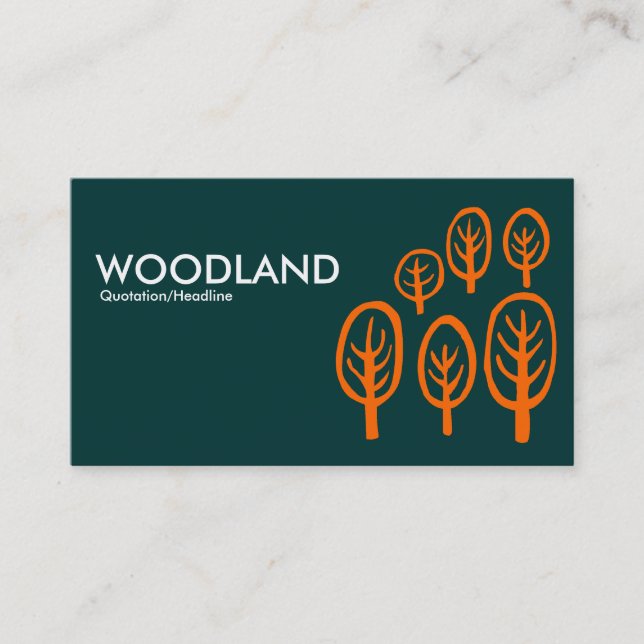 Cartão De Visita Woodland - Laranja no Verde Negro (Frente)