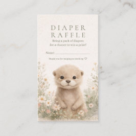 Cartão De Visita Woodland Otter Diaper Raffle Ticket | Cottagecore