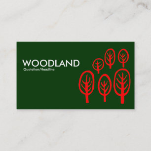 Cartão De Visita Woodland - Vermelho em Verde Escuro